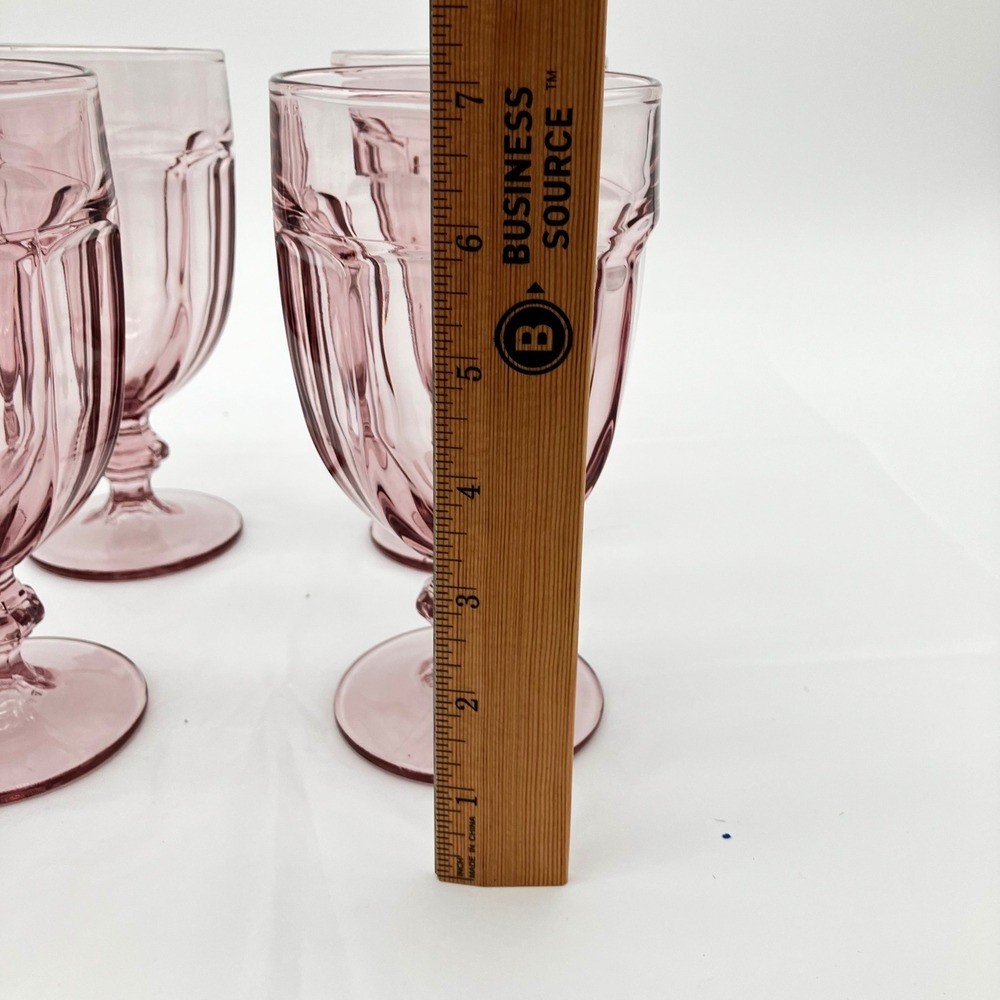 VTG Libbey Duratuff Gibraltar Pink Goblet 16oz Iced Tea Glasses Retro Barware 4 - Picture 6 of 10